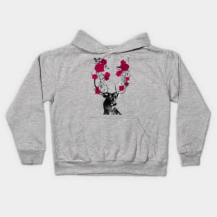 Stag and Roses | Stag and Flowers | Red Roses | Kids Hoodie